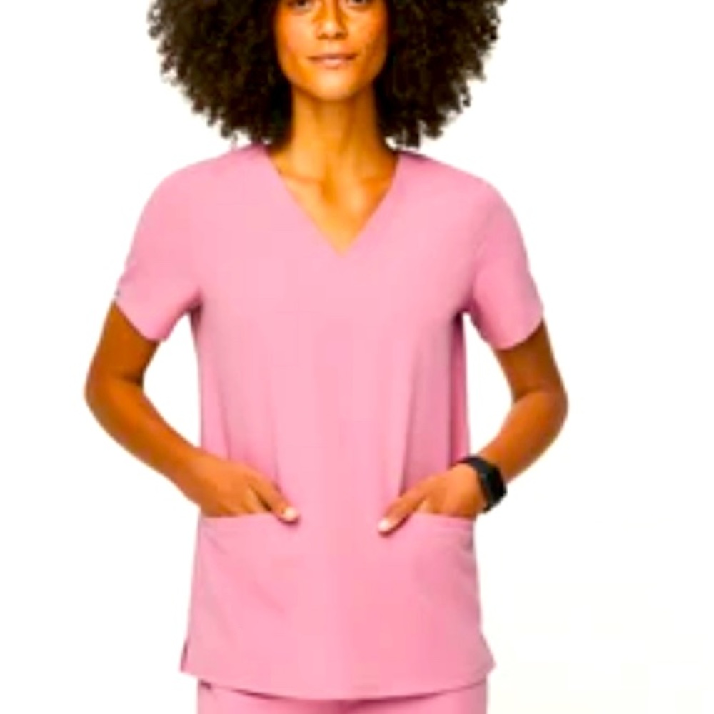 women's Chalk Pink Casma S -Three-Pocket Scrub Top